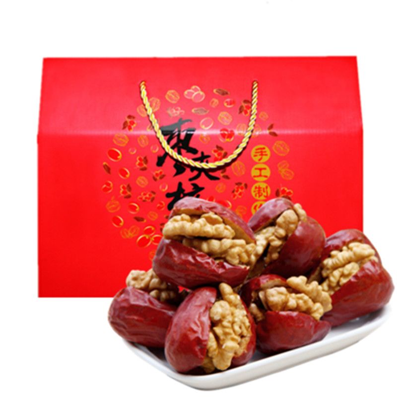 xinjiang hetian jujube filled with walnut kernels gift box 1000g independent small package red jujube sanwiched with walnut