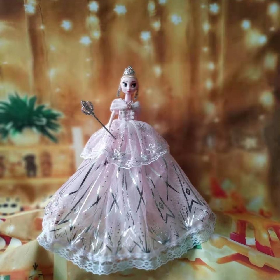 冰雪奇缘艾莎公主娃娃生日礼物手工玩偶梦幻芭比衣服可脱关节可动拼团