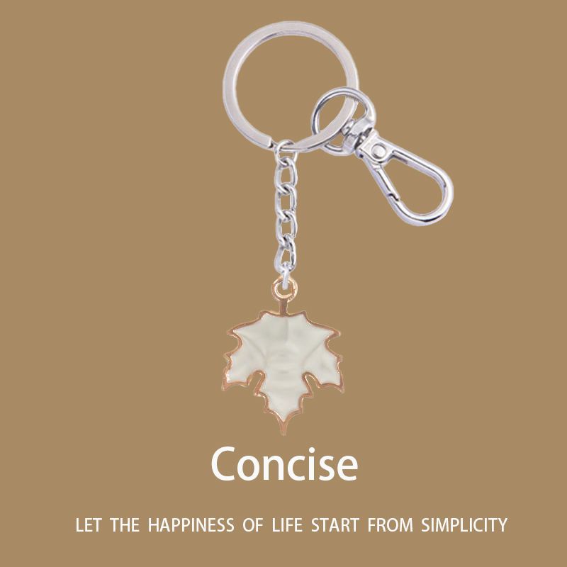 autumn simplicity gray maple leaf keychain metal minority all-match schoolbag pendant student gift exquisite ornaments