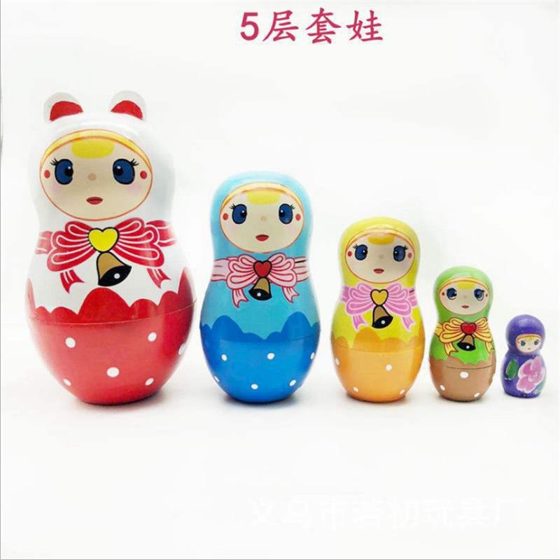5-Layer Russian Matryoshka Doll Wooden Big Head Son Movie Same Style Children's Educational Toy Gift Scenic Spot Handmade