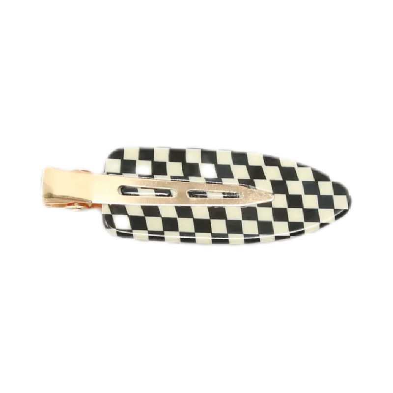 Chessboard Grid Seamless Barrettes Female Summer Acetate Bang Clip Ins Makeup Bangs Cropped Hair Clip Barrettes Back Head Side Clip