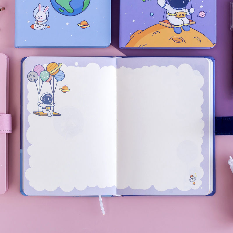 Cute Diary Elementary School Student Illustration Color Page Journal Book Notebook Notepad Ins Good-looking Thick Notebook