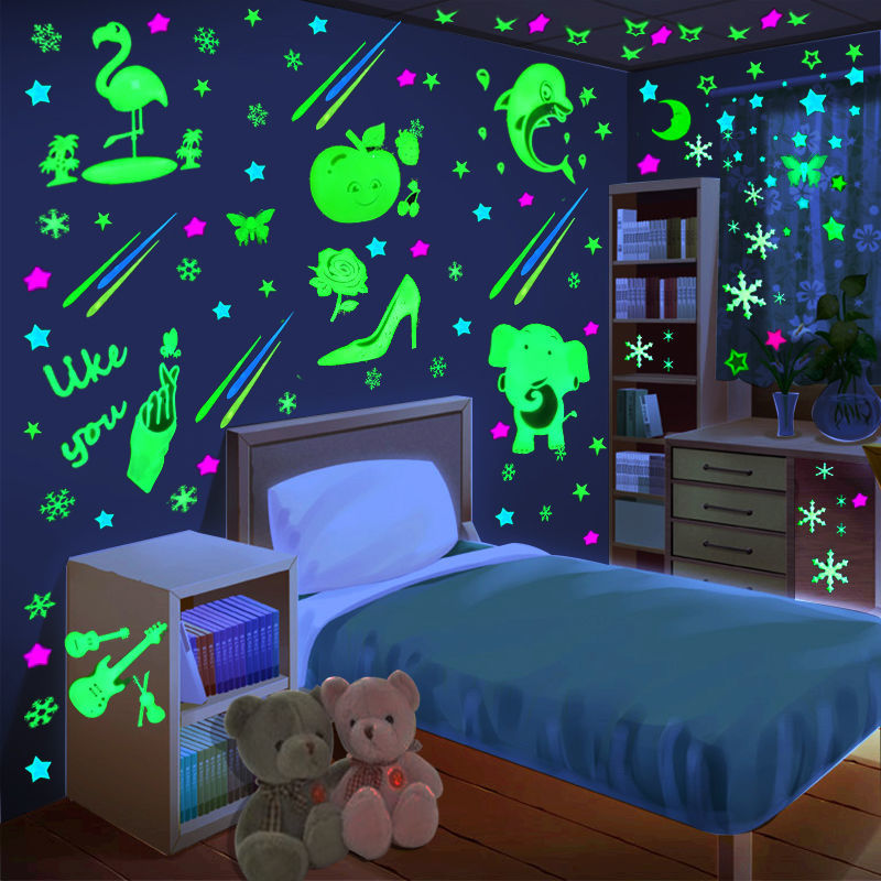 luminous star snowflake meteor luminous butterfly fluorescent xingx wall sticker bedroom dorm gift for friends