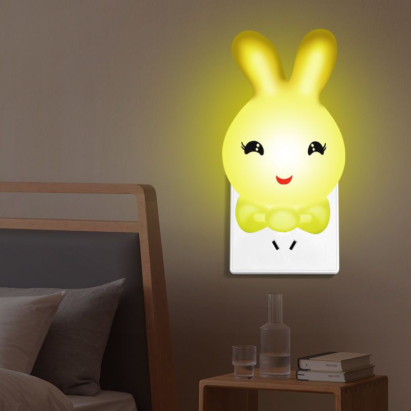Light Induction Cartoon Small Night Lamp Night Girl Bedroom Dorm Bedside Plug-in Control Energy-Saving Sleep Night Light