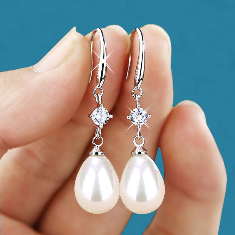 Buy One Get a New Pearl Earrings S925 Silver Ear Hook Earrings Graceful Online Influencer Earrings for Women Anti-Allergy