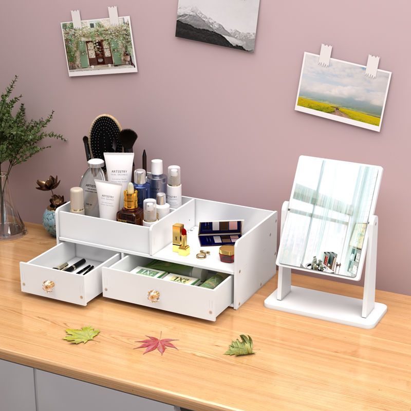 Makeup Mirror Storage Box Integrated Ins Good-looking Student Vanity Mirror Desktop Desktop Portable Mirror Dormitory Home