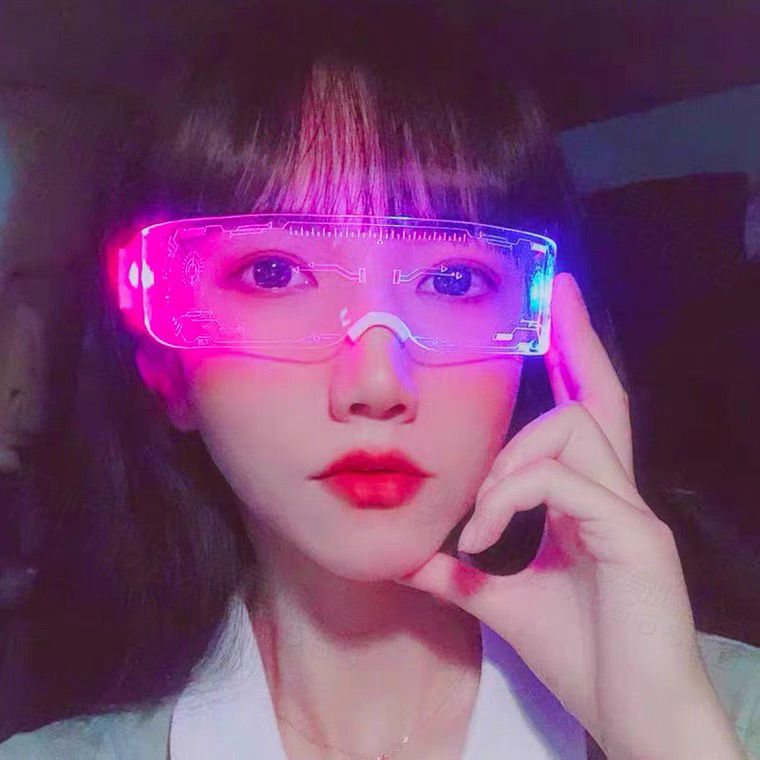 Rechargeable Science Fiction Luminous Glasses Birthday Online Red Future Technology Glasses Bar Eye Protection Glasses