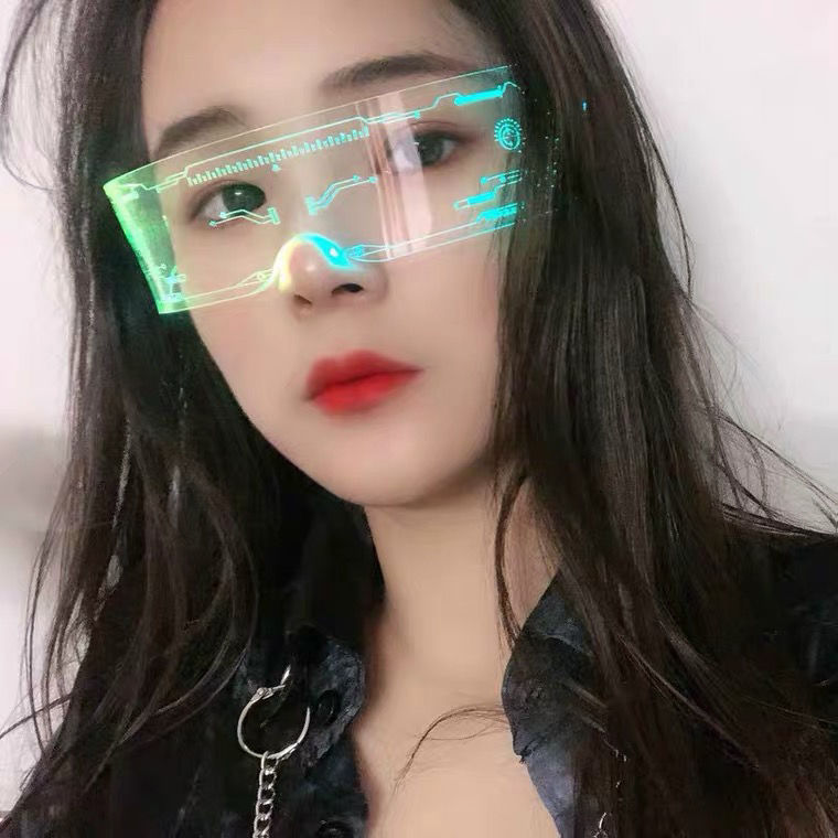 Rechargeable Science Fiction Luminous Glasses Birthday Online Red Future Technology Glasses Bar Eye Protection Glasses