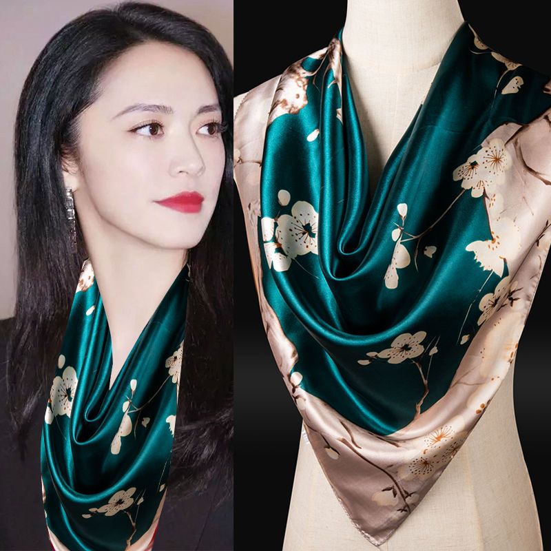 high-end scarf emulation silk scarf all-matching western style same style as yao chen silk scarf shawl women‘s scarf warm scarf