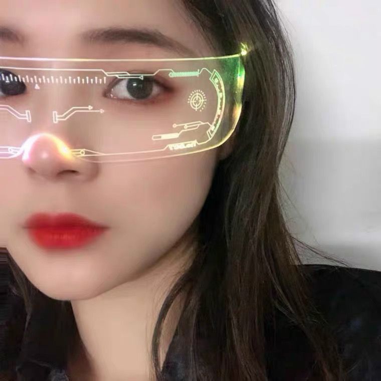 Rechargeable Science Fiction Luminous Glasses Birthday Online Red Future Technology Glasses Bar Eye Protection Glasses