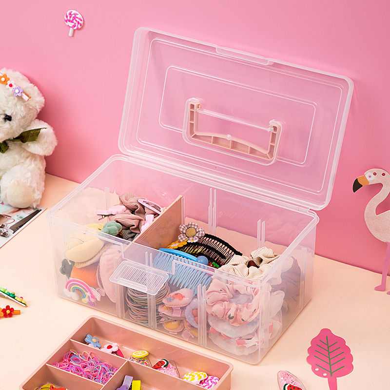 Children's Hair Accessories Barrettes Hair Ring Storage Box Jewelry Stud Earrings Necklace Storage Box Storage Box See-through with Lid Multi-Layer Storage Box Storage Box