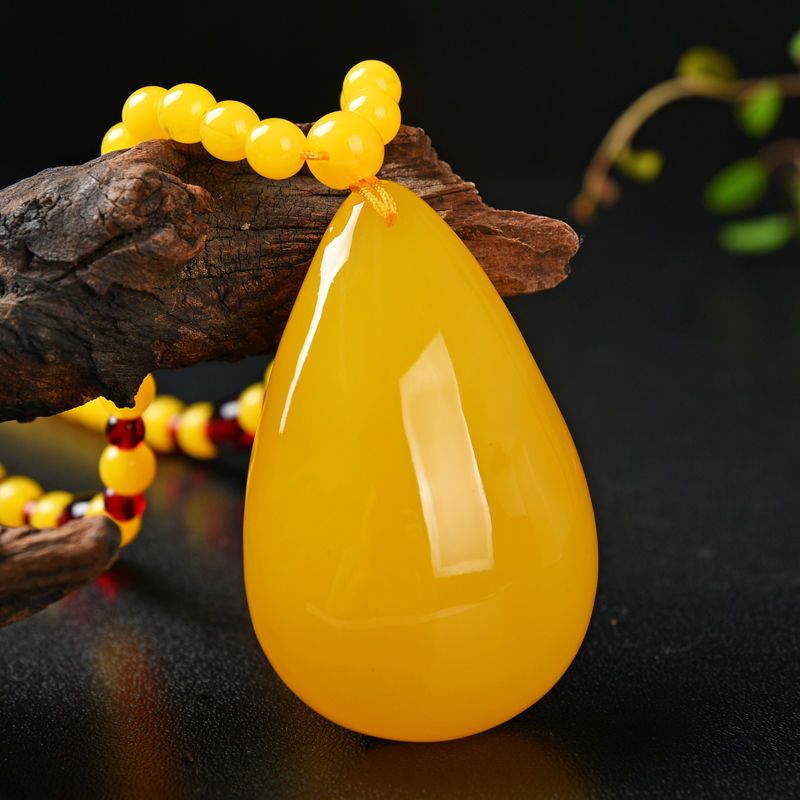 beeswax pendant yellow chicken grease water drop beeswax bracelet beeswax necklace sweater chain tiger year pendant fashion accessories for men and women