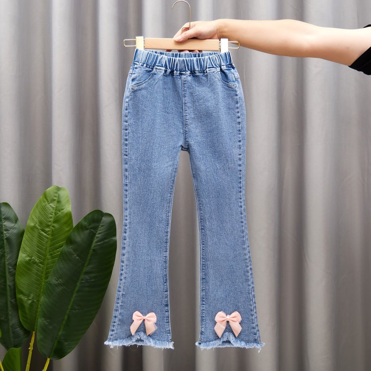 Children's Clothing Girls' Spring and Autumn New High Esticity Denim Bell-Bottom Pants Western Style Children's Trousers Baby Girl Pants