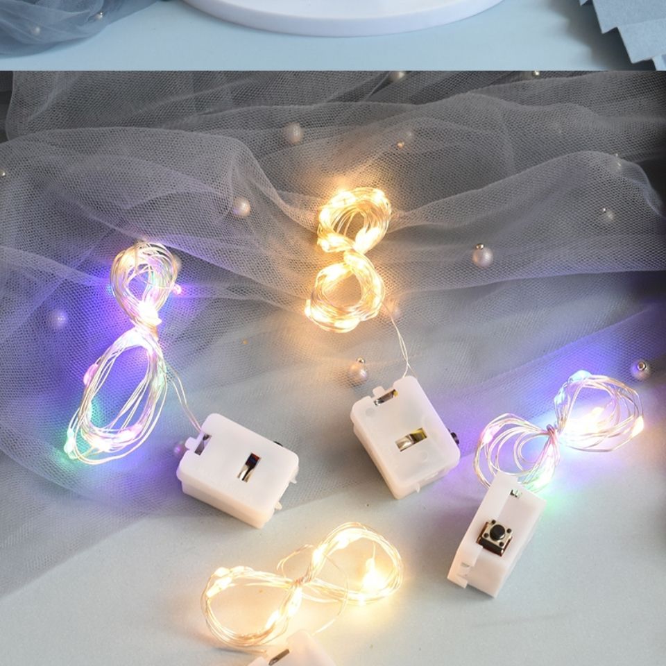 Flash Led Lighting Chain Copper Wire Flower Bouquet Gift Box Cake Starry Veil Flower Shop Lighting Chain Three-Gear Adjustable