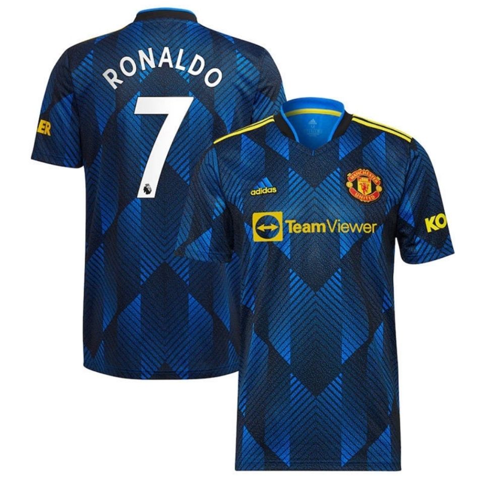 2122曼联赛前训练球衣短袖男足球服蓝色manunitedfootball拼团中
