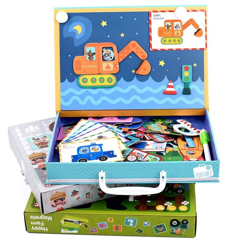 Children's Magnetic Puzzle Changing Game Magnetic Stickers Stickers Boys and Girls Multifunctional Building Blocks Toys Intelligence Map