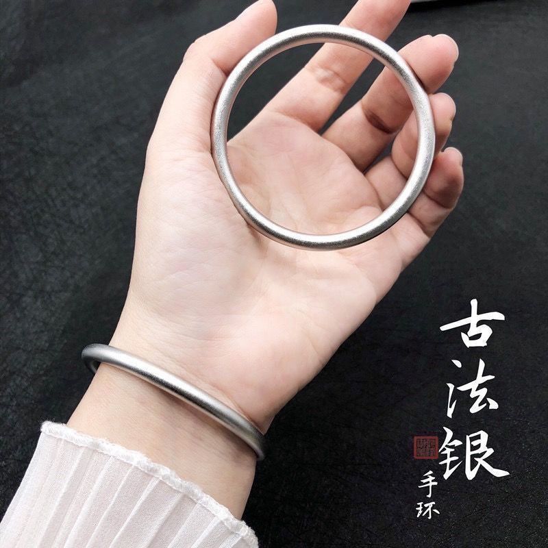 [Free Lettering] Ancient Inheritance Silver Bracelet Female Chinese Style 9999 Pure Silver Non-Fading Bracelet Birthday Gift