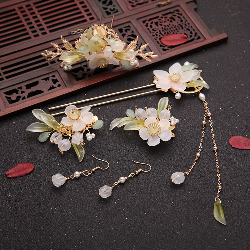 original handmade linglan fu han chinese clothing barrettes archaistic headdress ancient costume hair crown classical side clip hair accessories full set