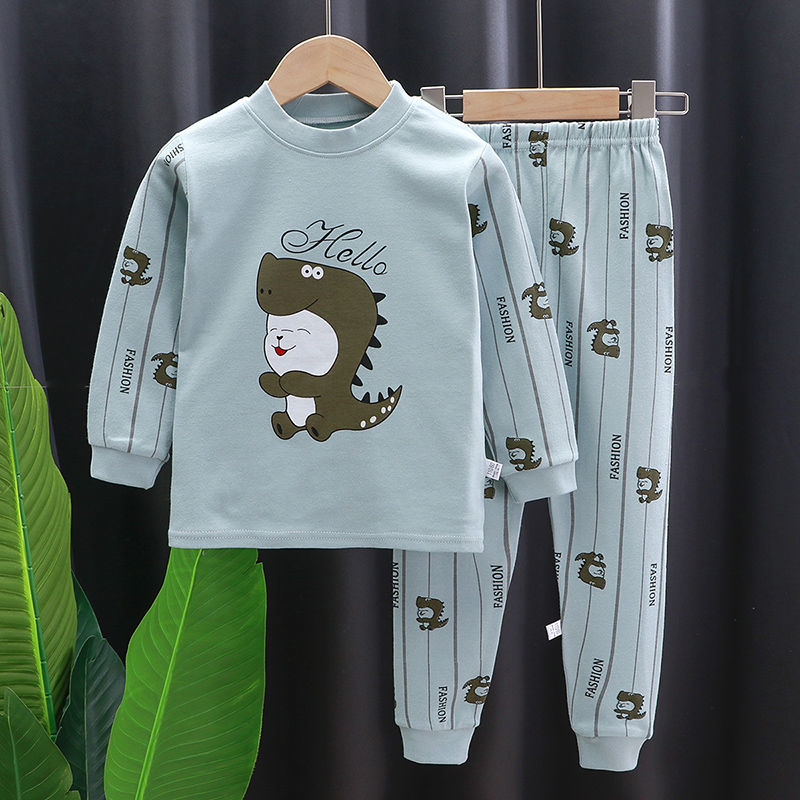 children‘s autumn clothes long pants suit boys and girls spring and autumn breathable underwear medium and big children‘s home wear baby warm pajamas