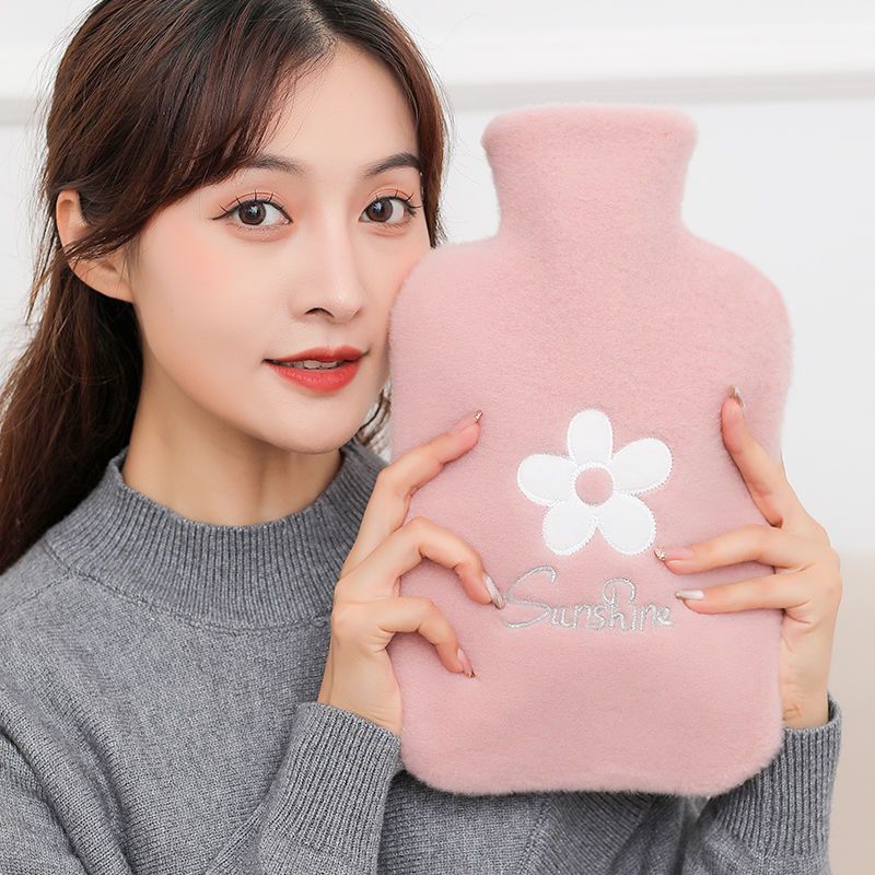 explosion-proof thickening hot water injection bag rubber warm palace student irrigation hot-water bag cute plush removable and washable hand warmer