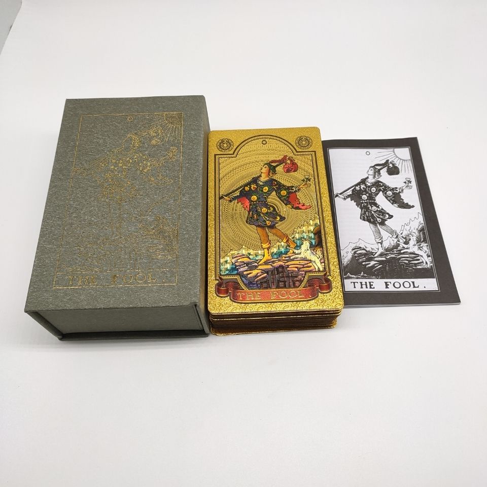 高档经典韦特塔罗牌可湿水镀金金箔塑料维特威特塔罗牌78张127cm拼团