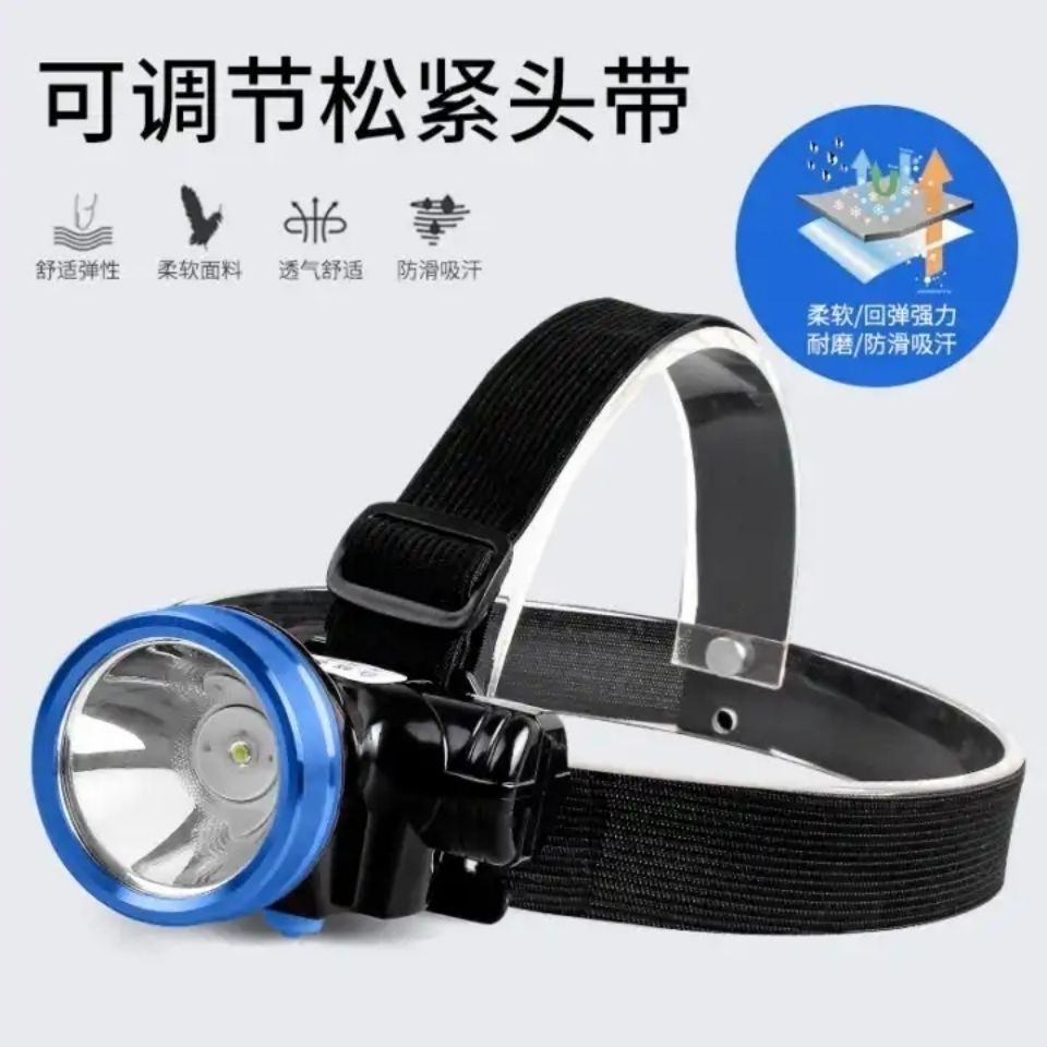 LED Headlight Strong Light Rechargeable Super Bright Remote Spotlight Waterproof Lithium Battery Small Miner's Lamp Night Fishing Head-Mounted Flashlight