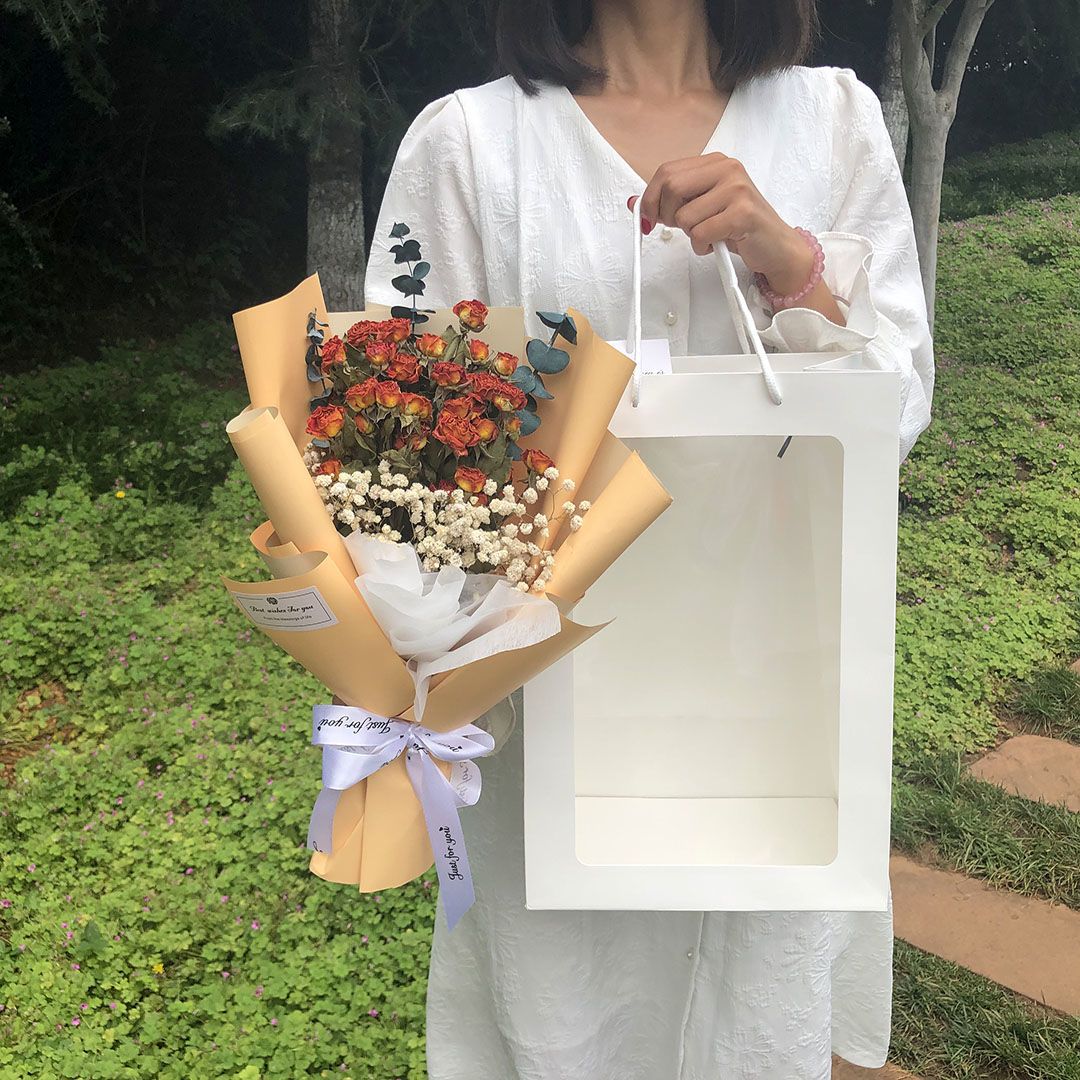 Preserved Fresh Babysbreath Bouquet Rose Dried Flower Internet Celebrity Send Girlfriend Girlfriend Birthday Photo Valentine's Day Teacher's Day