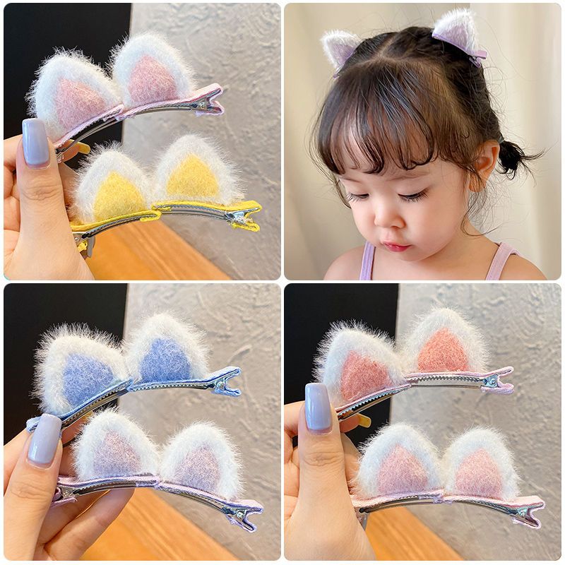 children‘s barrettes girls‘  ears plush fringe clip baby hair clip hair accessories autumn and winter girls online influencer cute women