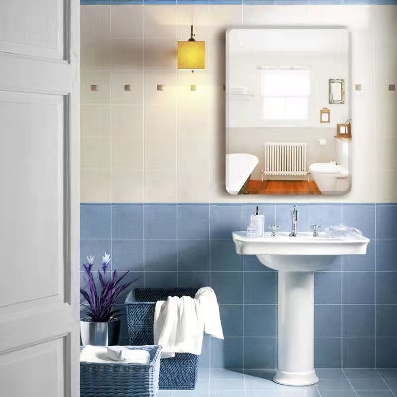 Bathroom Mirror Wall-Mounted Simple Frameless Cosmetic Mirror Punch-Free Bathroom Mirror Bathroom Wall-Mounted Self-Adhesive Glass Mirror