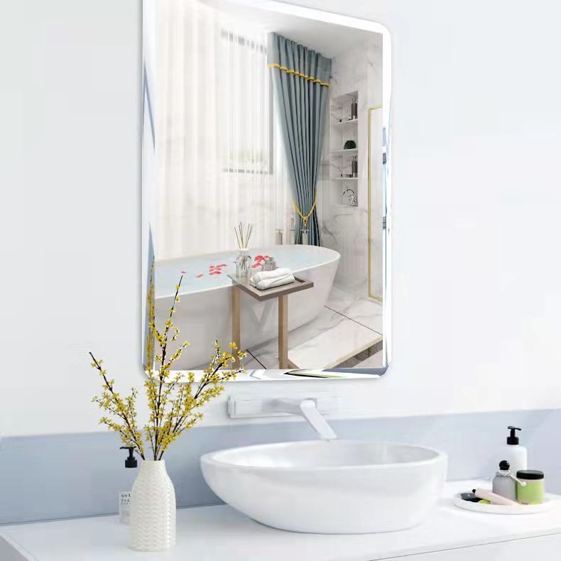 Bathroom Mirror Wall-Mounted Simple Frameless Cosmetic Mirror Punch-Free Bathroom Mirror Bathroom Wall-Mounted Self-Adhesive Glass Mirror