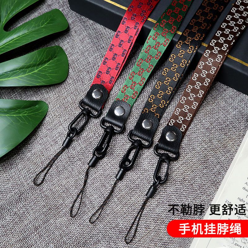 simple solid color mobile phone lanyard men‘s key length buckle women‘s neck rope trendy wrist short rope all-matching