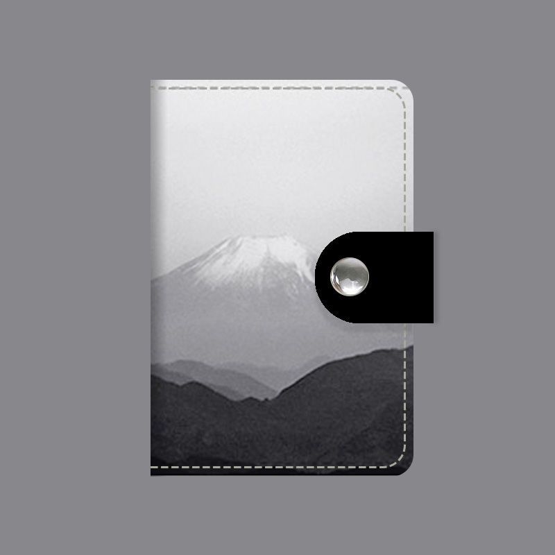 fuji mountain card holder multiple card slots large capacity leather bank card female storage bag certificate oil painting new 2021 men