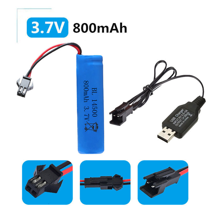 3.7V Lithium Battery 14500 Toy Four-Wheel Drive off-Road Vehicle Excavator Charging Cable Remote Control Car Rechargeable Battery 18650