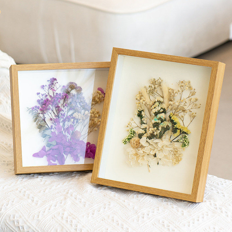 Dried Flower Photo Frame Hollow Brickearth Plant Specimen DIY Handmade Preserved Rose Preserved Fresh Flower Wall Hanging and Table Decoration