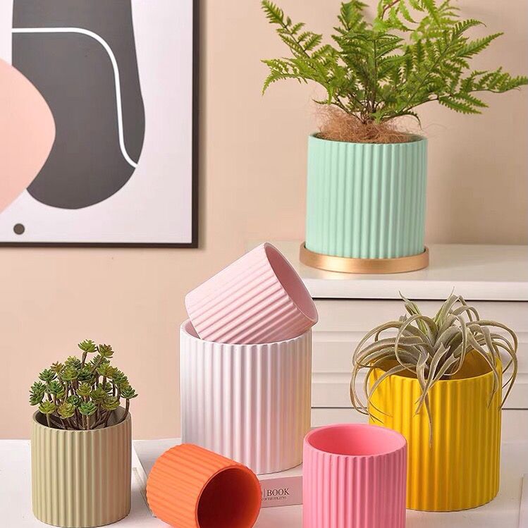 Succulent Ceramic Flower Pot with Tray Nordic Style Modern Simple Large, Medium and Small Indoor Plant Flower Pot Special Clearance