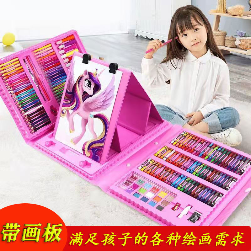 [wholesale] 208 children‘s drawing pen set watercolor pen crayon gift box with drawing board student gifts for men and women