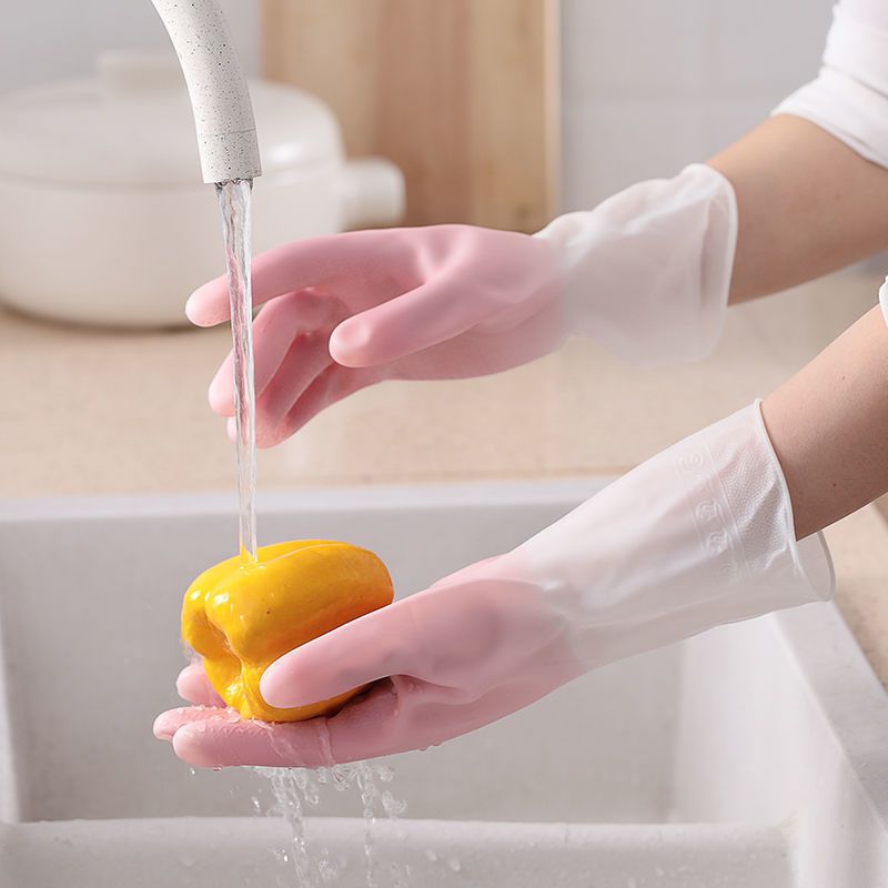 Dishwashing Gloves Women's Kitchen Thickened Rubber Latex Laundry Waterproof Plastic Rubber Housework Durable Bowl Washing Work