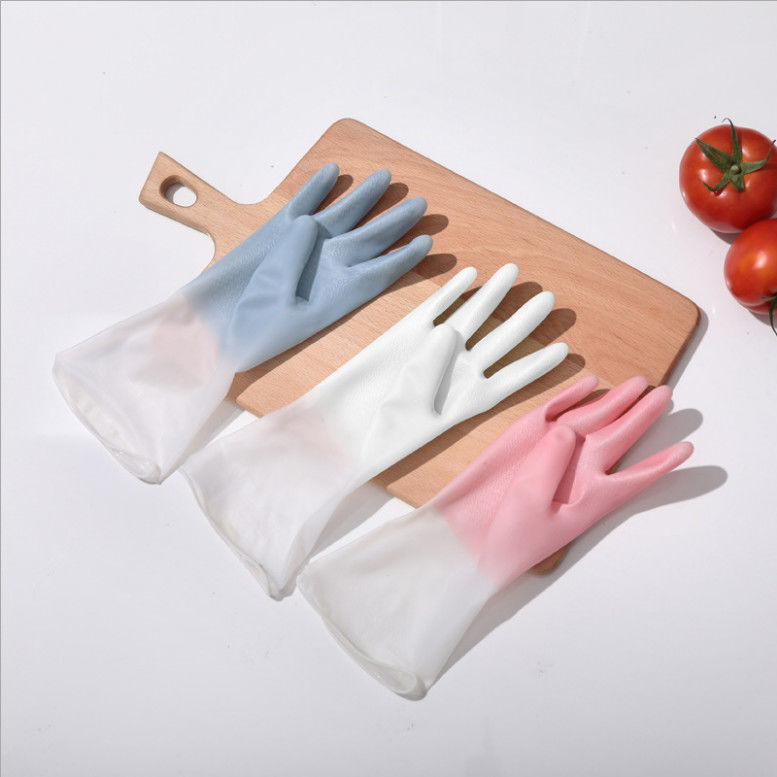 Dishwashing Gloves Women's Kitchen Thickened Rubber Latex Laundry Waterproof Plastic Rubber Housework Durable Bowl Washing Work