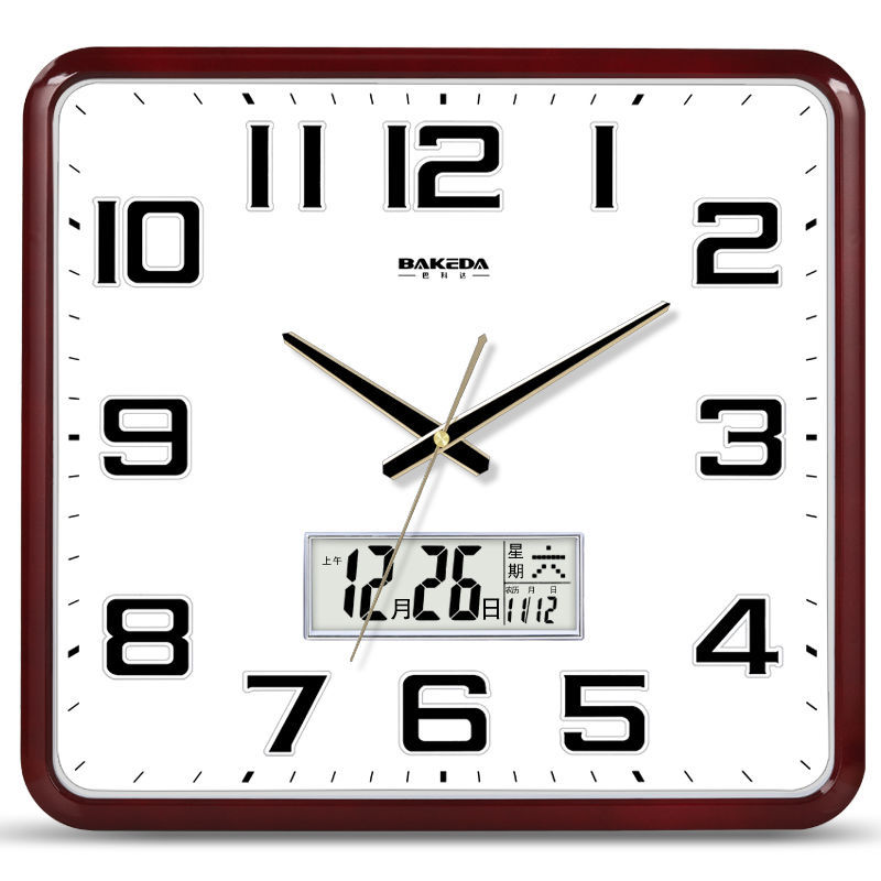 living room simple fashion indoor wall clock calendar clock modern household electronic hygrometer square quartz clock