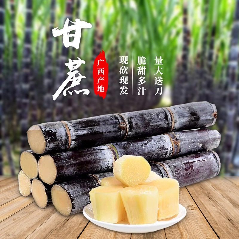 广西高产黑皮甘蔗红皮黄皮种优质甘蔗多汁甜杆蔗农家新鲜现砍现发拼团
