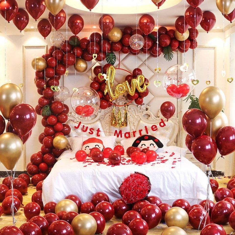 Thickened Balloon Wedding Ceremony Wedding Room Wedding Supplies Scene Layout Balloon Double-Layer Explosion-Proof Ruby Red Birthday Balloon