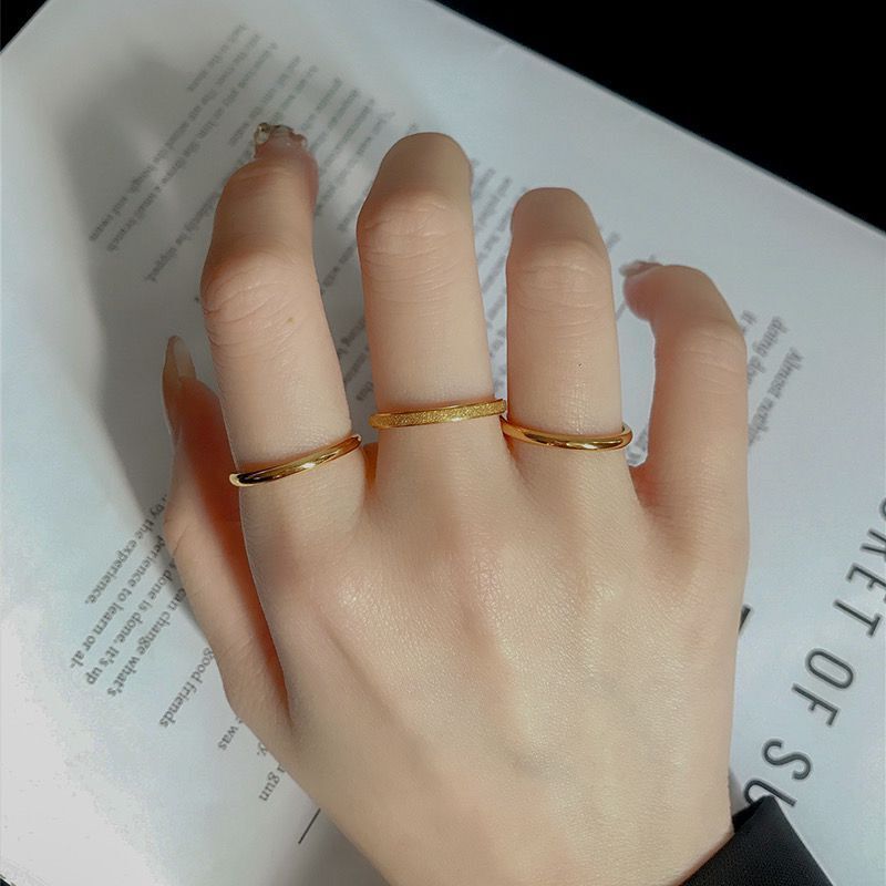 Sansheng Sanshi Frosted Small Simple Bracelet Ring Female Online Influencer Fashion Personality Trendy Ins Non-Fading Titanium Steel Students' Forefinger