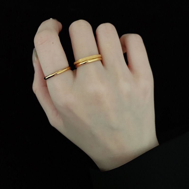 Sansheng Sanshi Frosted Small Simple Bracelet Ring Female Online Influencer Fashion Personality Trendy Ins Non-Fading Titanium Steel Students' Forefinger