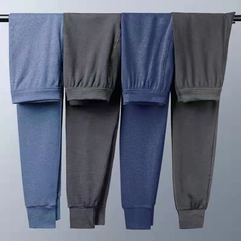 men‘s long johns cotton high waist warm-keeping pants fleece-lined thicken plus size middle-aged and elderly long johns cotton base long johns men