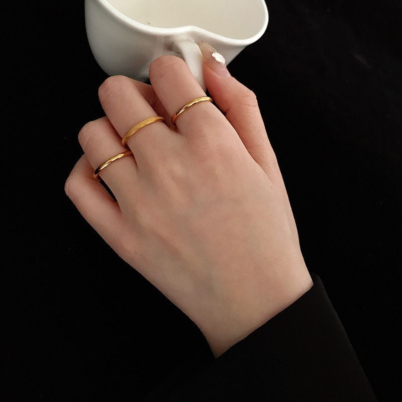 Sansheng Sanshi Frosted Small Simple Bracelet Ring Female Online Influencer Fashion Personality Trendy Ins Non-Fading Titanium Steel Students' Forefinger