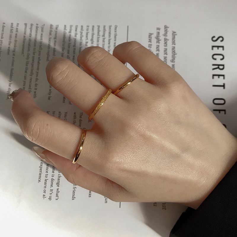 Sansheng Sanshi Frosted Small Simple Bracelet Ring Female Online Influencer Fashion Personality Trendy Ins Non-Fading Titanium Steel Students' Forefinger