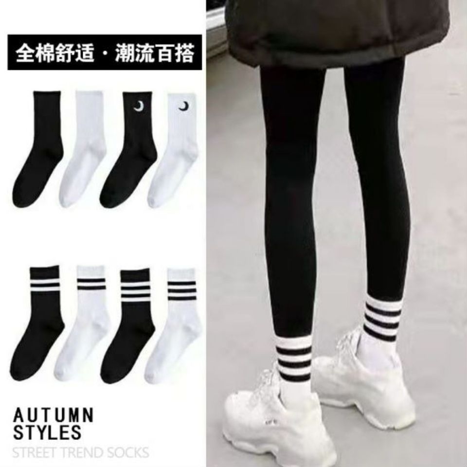 japanese and korean style solid color long socks male and female students sport mid-calf length sock college style simple all-match internet celebrity stockings