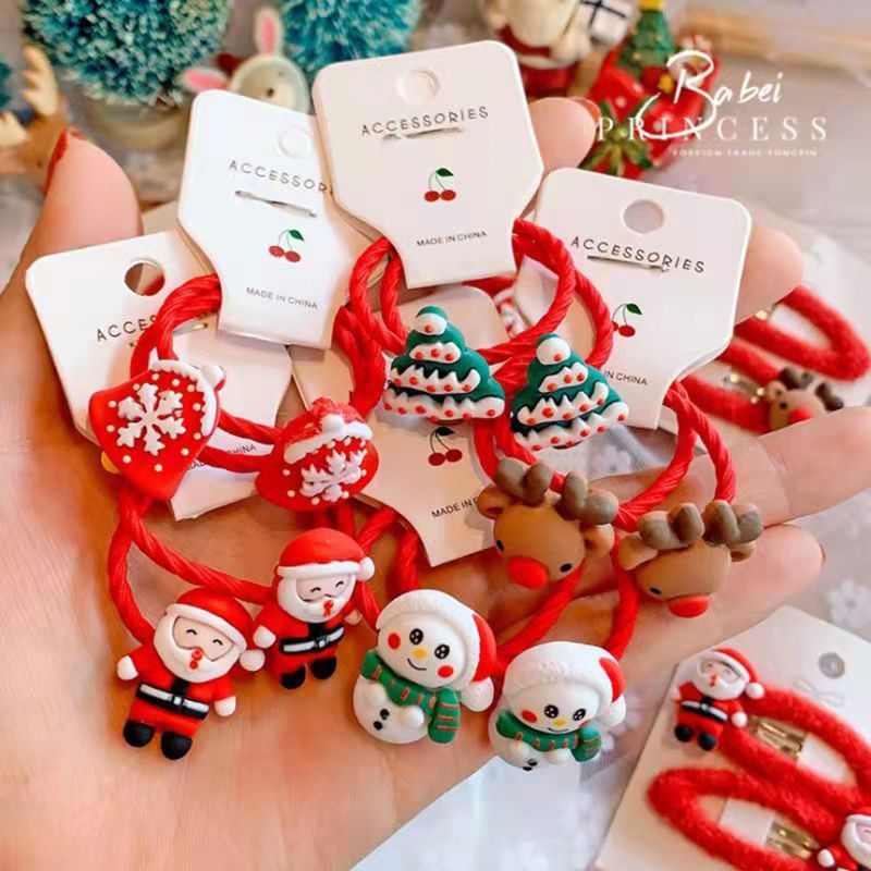 children‘s cartoon christmas head rope headdress baby hair ring rubber band cute girl korean simple fashion gifts