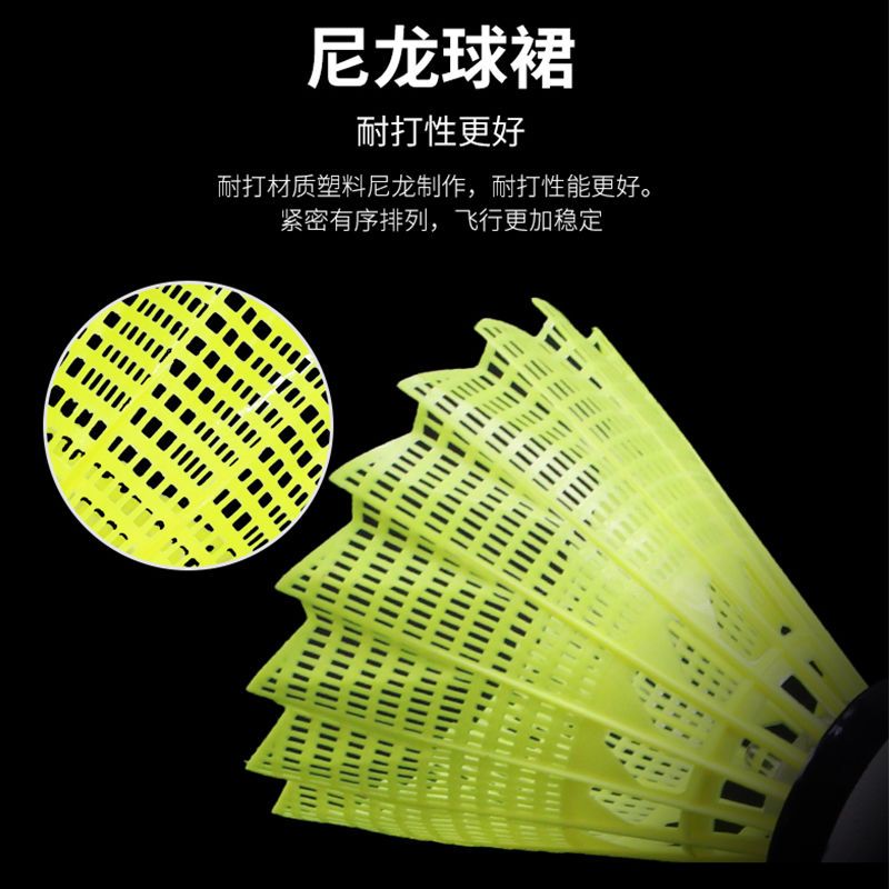 Boka 4 PCs Fluorescent Durable Plastic Nylon Led Luminous with Light Hair Light Not Easy to Break Badminton Night Use