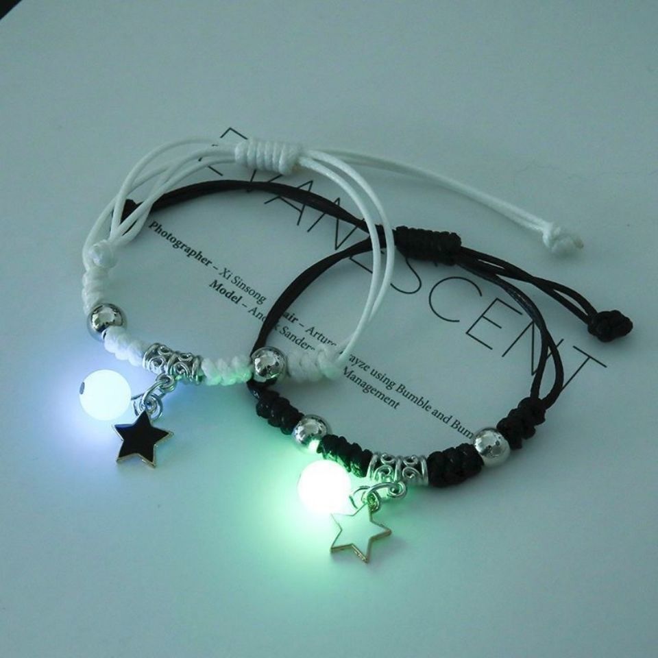 Luminous Bracelet for Men and Women Student Girlfriends Friendship Korean Style One Pair of Lovers Braided Rope Luminous Bracelet Gift